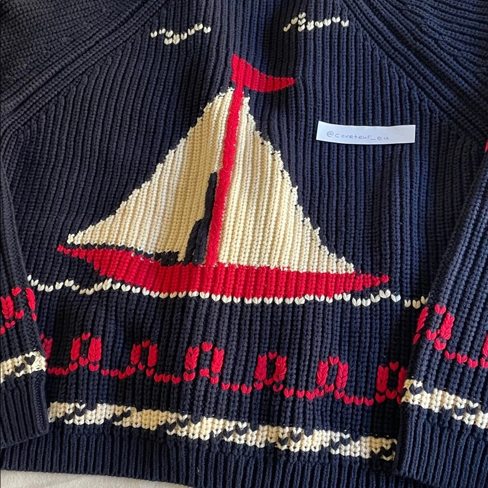 The Great. The Sailboat Lodge Cardigan in navy. Size 1. - Picture 6 of 8